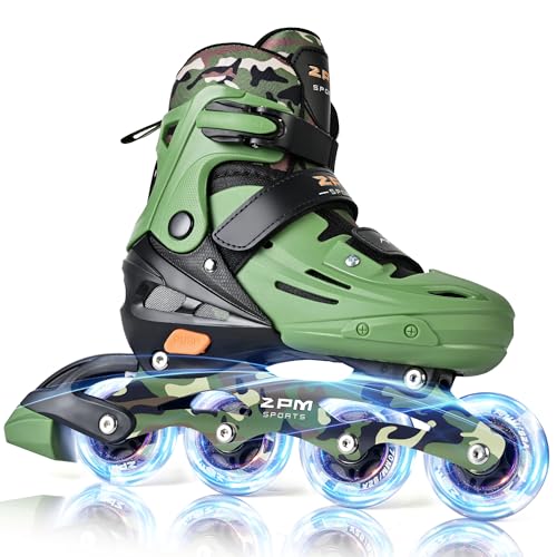 2PM SPORTS Kids Inline Skates Boys Ages 4-8 8-12 4-7 7-12 10-12 with Light Up...