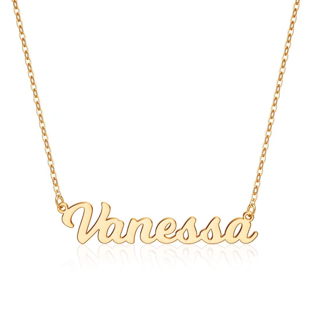 Custom Name Necklace Personalized, 14K Gold Plated Personalized Name Necklace Dainty Name Plate Necklace Jewelry Personalized Gifts for Women