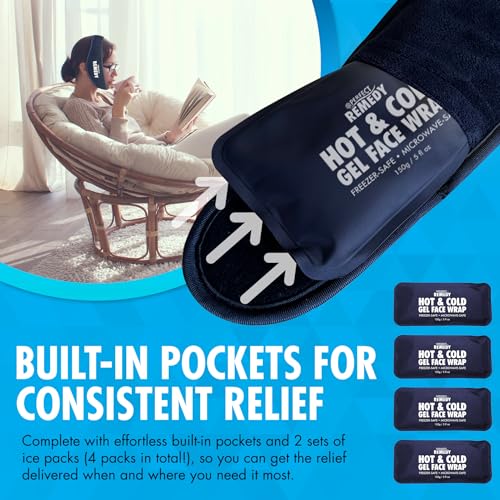 Image of Perfect Remedy Wisdom Teeth Ice Pack Head Wrap - Reusable Cold Compress Aid for TMJ, Jaw Pain, Wisdom Teeth Recovery, Tooth Pain & Face Swelling Conditions - Adjustable Head Wrap for Max Comfort