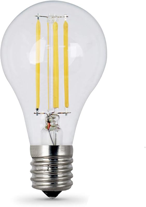 A15 Enhance LED Light Bulbs, 75W Eq, Daylight White, 2 Pack | Dimmable, 800 Lumens, 5000K, 8W, E17 Intermediate Base, Exposed Straight Filament Chandelier Bulbs, 15,000-Hour Lifetime