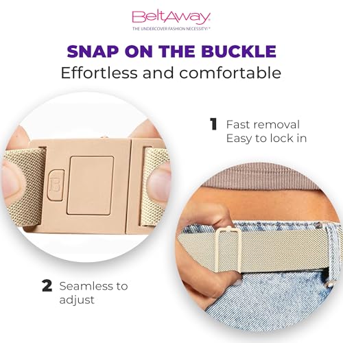 Image of BELTAWAY Easily Adjustable Elastic Flat Buckle No Show Belts for Women - Stretch No Bulge jeans pants