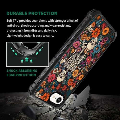 DAIZAG Case for iPhone 16e,Four Corners with Bumper Shockproof Anti-Scratch Protection Phone Case for Man Women-Beautiful Skeleton Flower - image 6