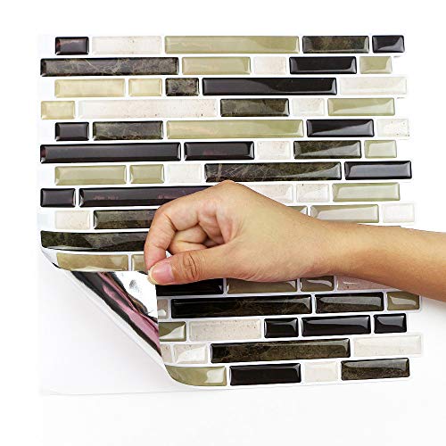 Yipscazo Peel and Stick Backsplash Tile for Kitchen, Kitchen Backsplash Peel and Stick in Beige (5 Sheets 10"x10") - Thumbnail 4
