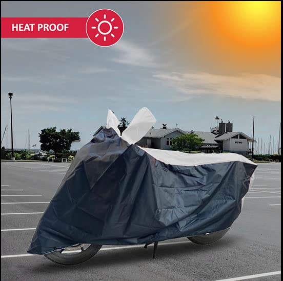 Image of All Weather Protection Scooty Bike Cover for CB Shine Large - Anti UV - Dustproof - Polyester Top of The Line Scooty Cover Black Silver