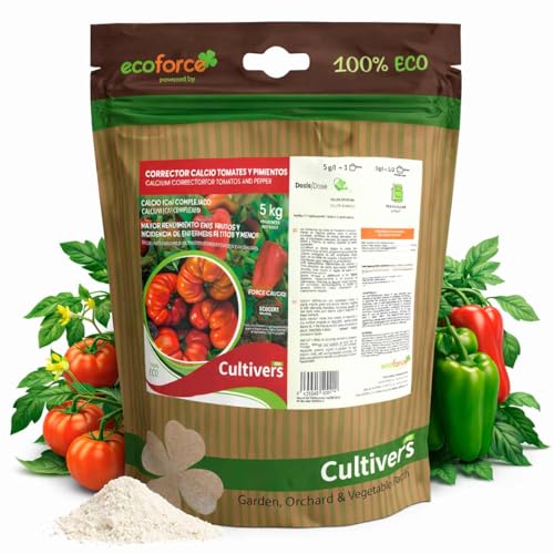 CULTIVERS Abono de calcio para tomates y pimientos 5 kg | Fertilizante ecoógico soluble para cultivos hortícolas | Aporte de calcio para suelo y aplicación foliar | Uso en huerto y jardín