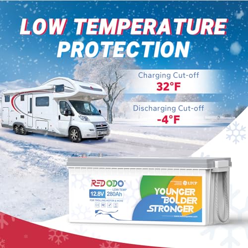 Image of Redodo 12V 280Ah LiFePO4 Lithium Battery, 3584Wh Deep Cycle Battery with 200A BMS, Low-Temp Protection, Low Temp Cutoff Perfect for Trolling Motor, Marine, RV and Off Grid Applications