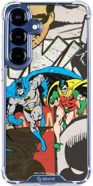 Skinit Clear Phone Case Compatible with Galaxy S25 - Officially Licensed DC Comics Batman and Robin Vintage Action Pose Design