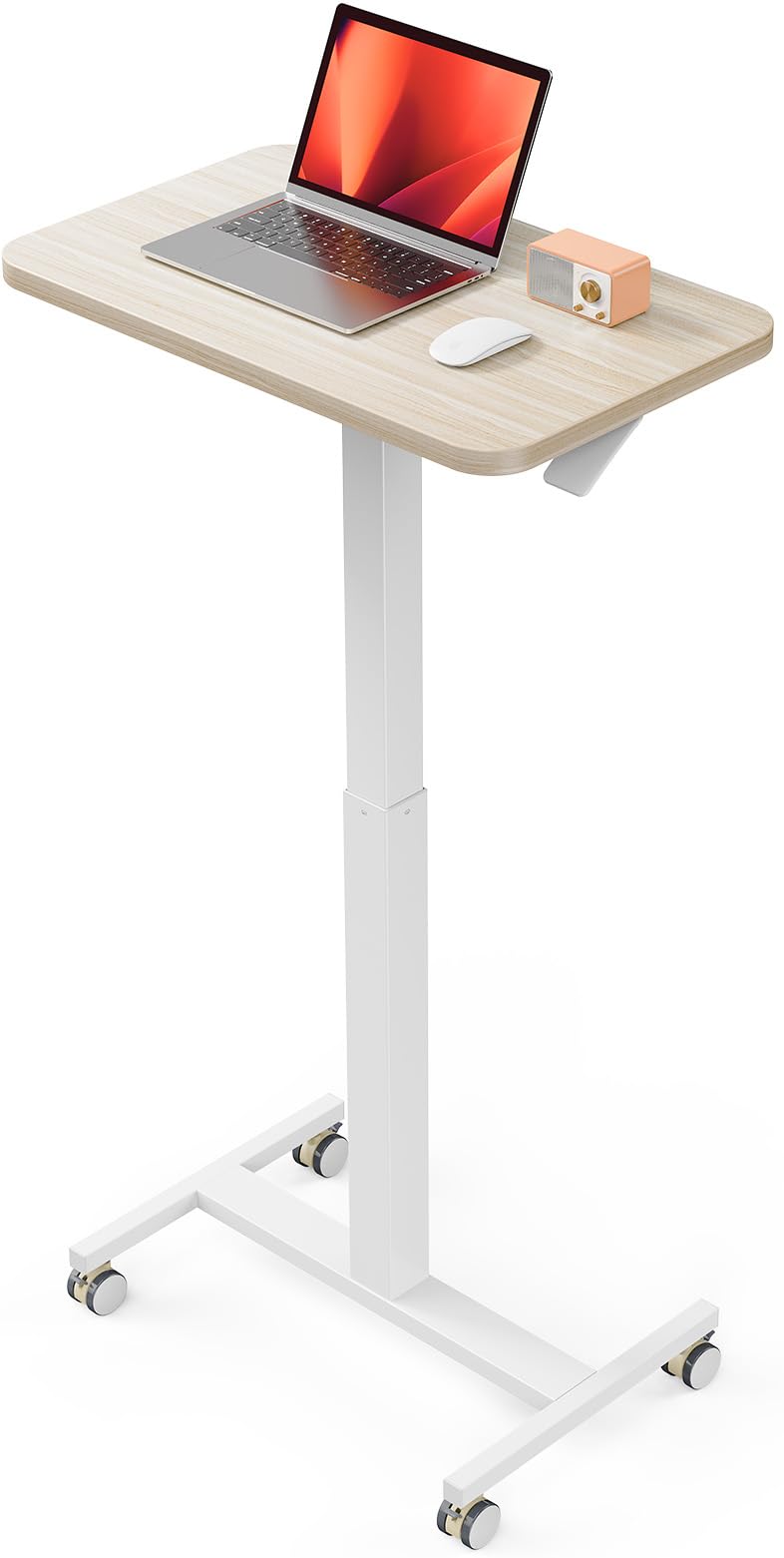 ErGear Mobile Small Standing Desk Enhanced Adjustable Height Computer Workstations Portable Rolling Laptop Desk with 4 Lockable Wheels