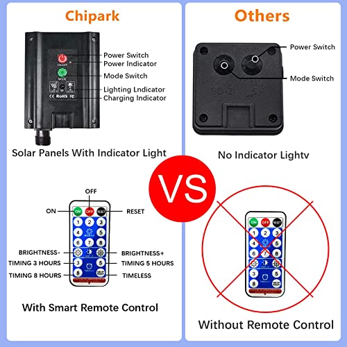 Chipark Solar Curtain Lights, Upgraded Garden Fairy Lights Solar Powered 300 LED 8 Modes Remote Control Waterproof Outdoor Curtain String Light for Gazebo Patio Party Festival Decorations(White) - Image 5