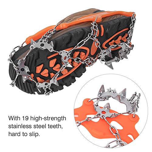 Cobertura para calçados de gelo, acessórios de escalada Grampos externos,(19 teeth orange, M)