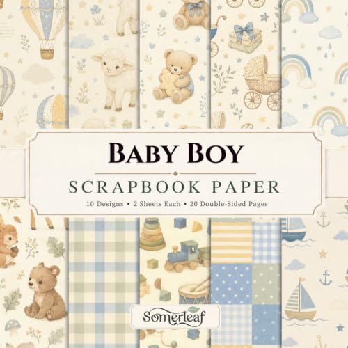Baby Boy Scrapbook Paper: Double-Sided Craft Paper — Perfect for Scrapbooking, Card Making, Junk Journaling, Collage and Mixed Media image 2