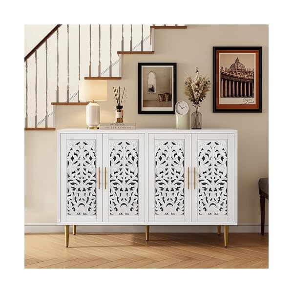   ARTPOWER-478-Accent-Cabinet-with-4-Doors-Vintage-Hollow-Carving-Buffet-Cabinet-Sideboards-and-Buffets-with-Storage-Credenza-for-Living-Room-Kitchen-Dining-Room-Entryway-Hallway-White