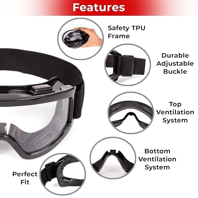 KAVISHA Adult Motorbike Motocross ATV/Dirt Bike Racing Goggles with Adjustable Strap Adult Motorbike Motocross ATV/Dirt Bike Racing Goggles with Adjustable Strap Wood-working, Laboratory (FREE SIZE) 3