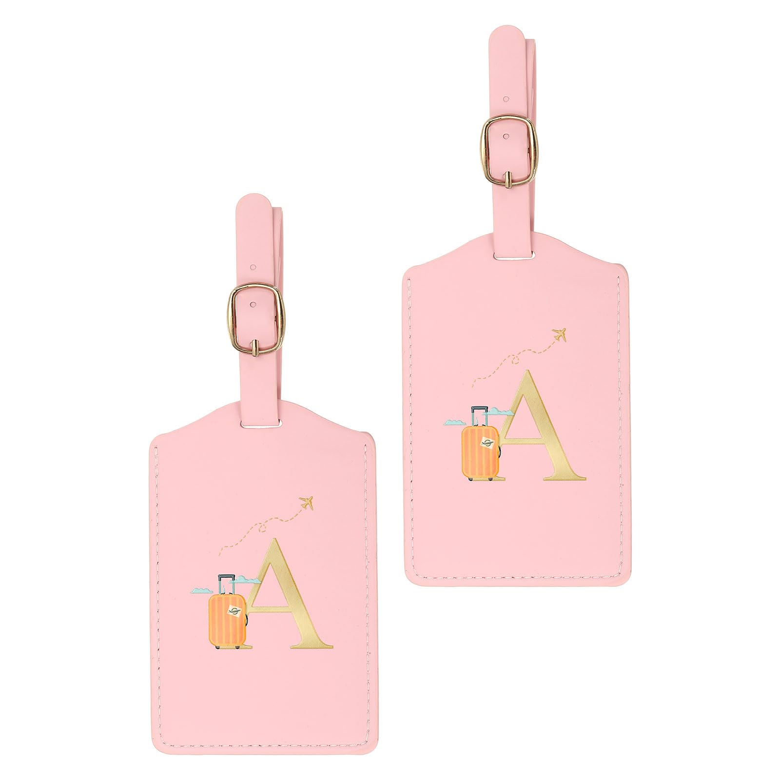 PATIKIL Initial Luggage Tags, 2 Pack Monogrammed PU Leather Baggage Tags Embroidered Letter Suitcase Label Tags Luggage Identifier for Luggage Baggage