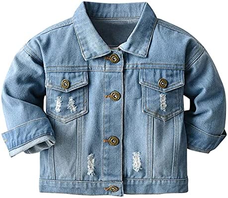 Toddler Kid Baby Boys Girls Denim Jacket Cowboy Button Down Jeans Overcoat Casual Rose Jeans Coat Outwear (Blue-B, 18-24 Months)
