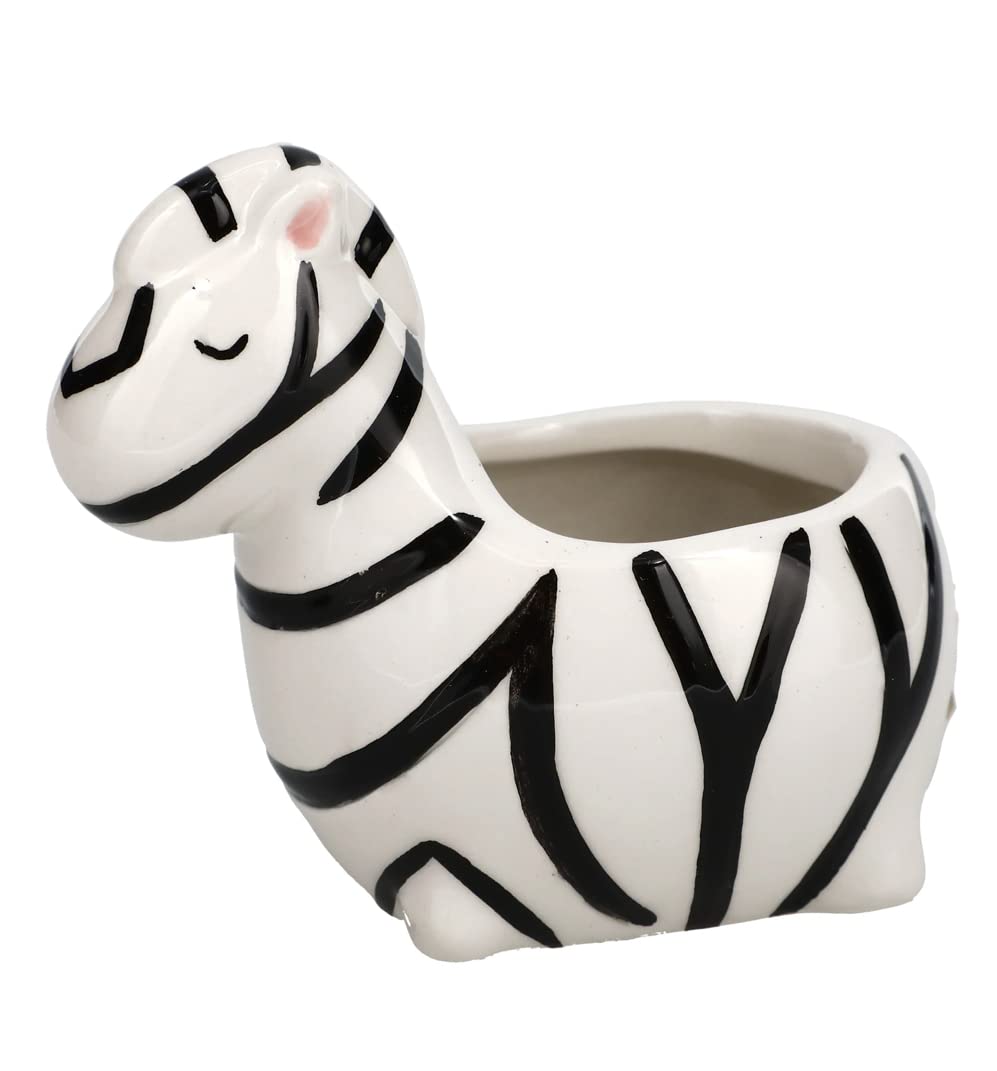 DTSC Imports Ceramic Animal Planters, Small (Zina The Zebra)