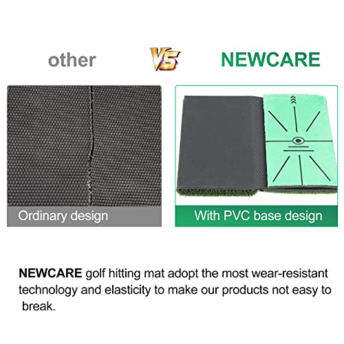 Newcare Golf Hitting Mat,3-In-1 Foldable Grass Mat- Practice Tri-Turf Chipping Swing Detection Aid Batting Mat Golf Mat For Backyard,Portable Hitting Driving Golf Training #TOP3
