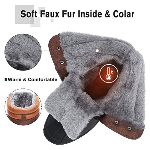 Mishansha Men's Waterproof Winter Snow Boots Insulated Warm Boot Fur Lined Duck Boots Anti Slip Outdoor Work Hiking Boot Brown 11 #TOP4