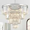 Modern Chrome Crystal Chandeliers 24” Luxury Chandeliers 4-Tier 12 Lights K9 Crystal Round Ceiling Pendant Light Fixture Contemporary for Living Dining Room Foyer Staircase Bedroom