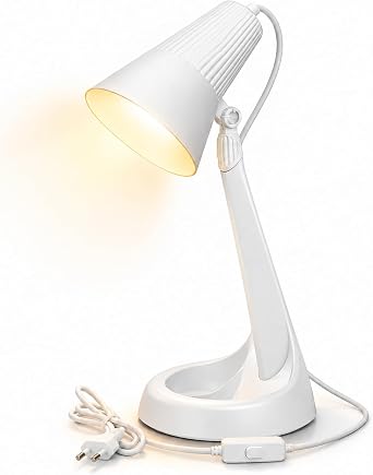 Hareket Ba l kl  Beyaz Masa Lambas    E14 Duy, 3000K Sar  I k LED Buji Ampul Hediyeli, 2 Metre Kablolu, ABS Plastik  al ma ve Ders Lambas  [Enerji S n f  F]