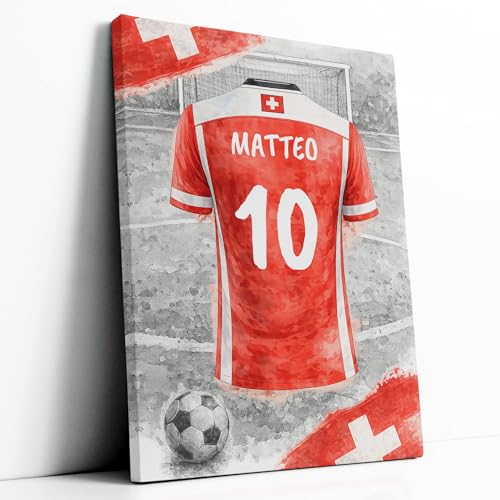 Cadeau supporter : poster football Suisse personnalisé prénom numéro
