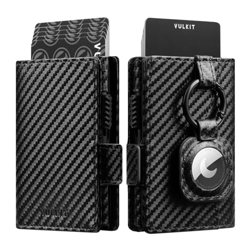 Image of VULKIT Card Holder Wallet with Airtag Holder & ID Window Pop Up Leather Wallet RFID Blocking Magnetic Closure for Men