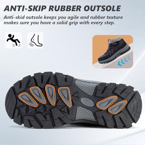 MAIZUN Womens Winter Snow Boots Fur Lined Warm Hiking Ankle Boots Outdoor Trekking Walking Shoes3