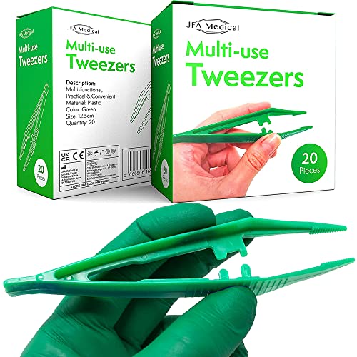 JFA Medical First Aid Disposable Plastic Tweezers 12.5cm - Box of 20