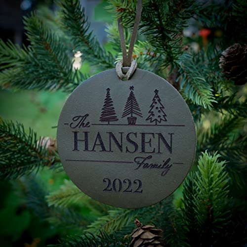 Custom Christmas Tree Ornament Made From 100% Full Grain Leather, Handmade In The Usa, Personalized Christmas Tree Ornament, Family Ornament #TOP4