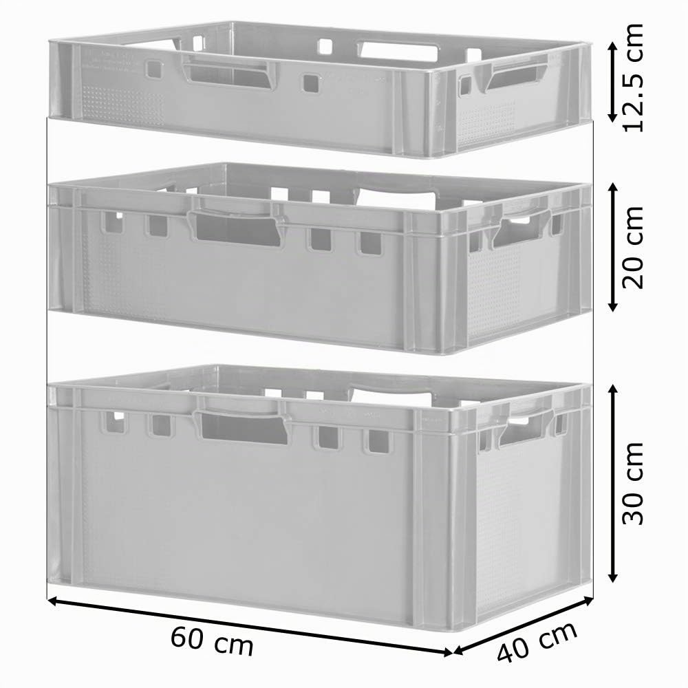 Stapelkiste Set Fleischerkiste Metzgerkiste Metzgerwanne Aufbewahrungsbox mit Deckel Kunststoff Rot Kisten Transportkisten Eurobox Box Wanne Plastik Kingpower