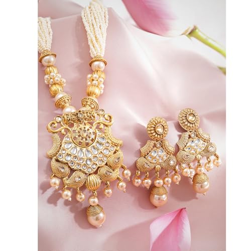 Image of Rubans Long Necklace Set Gold Plated Traditional Stylish Multicolour Jewellery Gift for Women & Girls
