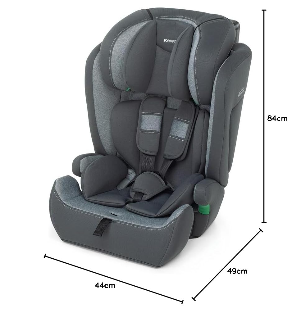 Foppapedretti Seggiolino Auto Babyroad I-Size, per bambini da 76 a 150 cm di altezza, 15mesi-12 anni, conforme ECE R129, Fissaggio a 3 punti, Safe Body Protection, Protezione Impatti Laterali, Silver