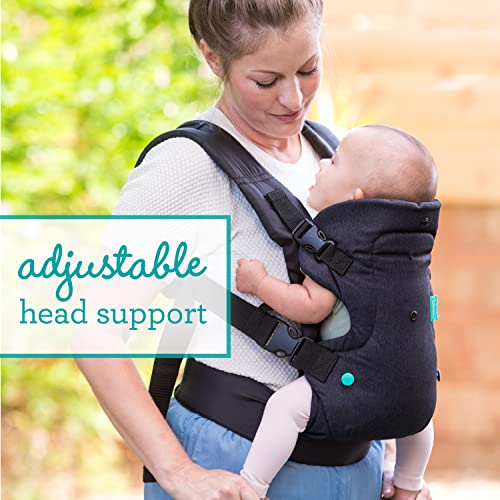 Infantino Baby Carrier Flip 4 in 1 denim black, Baby Carrier With Ergonomic Seat, Adjustable, Ventral or Dorsal Carry Mode - For Babies from 3.6 to 14.5 kg