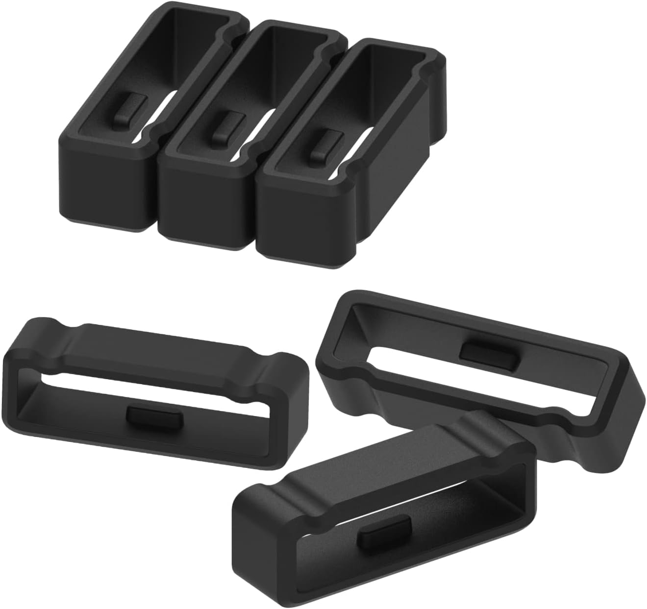 Chofit 18mm / 22mm / 26mm / 28mm Rubber Fastener Rings Silicone Watch Bands Wristband Fastener Free Loops Keepers Replacement 10 Pcs Black Watch Band Fasteners (22mm) (Black-26mm)