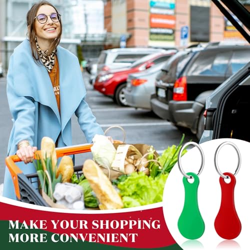 Image of Shimeyao 4 Pcs Portable Aluminum Alloy Keyring Shopping Cart Trolley Tokens Quarter Keychains Gift for Men Women Valentines