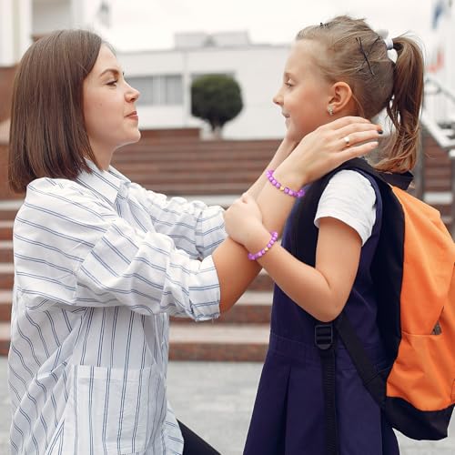Image of Mommy and Me Preschool Pre-K First Day of School Bracelet Mother Daughter Matching Beaded Heart Bracelets Set Back to School Jewelry Gifts