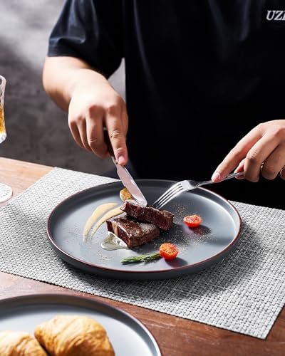 Famiware Mercury Plates and Bowls Sets, 12 Pieces Stoneware Dinnerware Sets, Dishes Set for 4, Microwave and Dishwasher Safe, Charcoal - Image 7