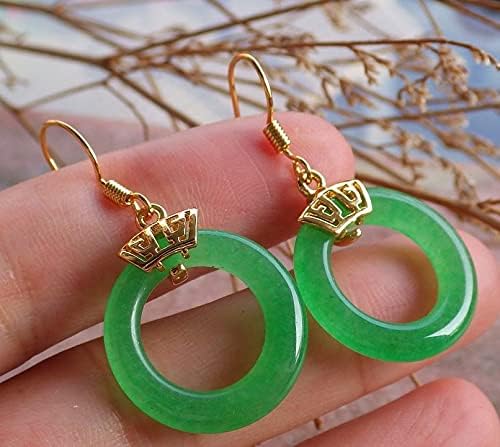 Yellow Gold Plate Icy Green JADE Earring Earrings Circle Donut 100740 20mm X 4mm