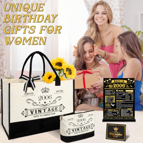 Image of 20th Birthday Gift for Her-Vintage 2006 Canvas Tote Bag,Makeup Bag,Poster