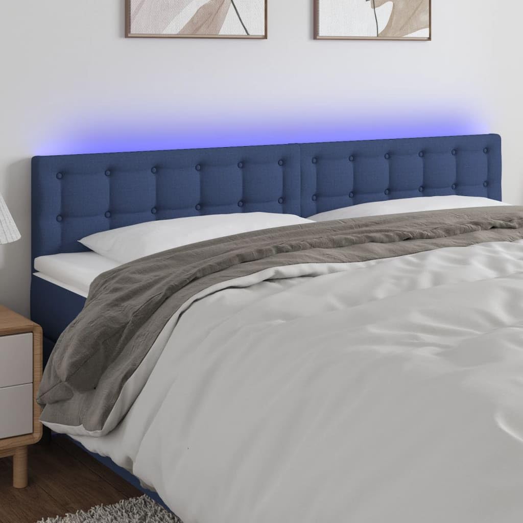 vidaXL Testiera a LED Blu 160x5x78/88 cm in Tessuto