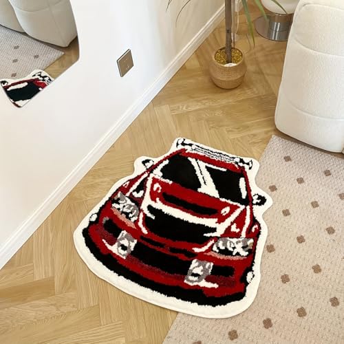 Tapete decorativo rojo con diseño de coche de carrera 75x70 cm miniatura 5