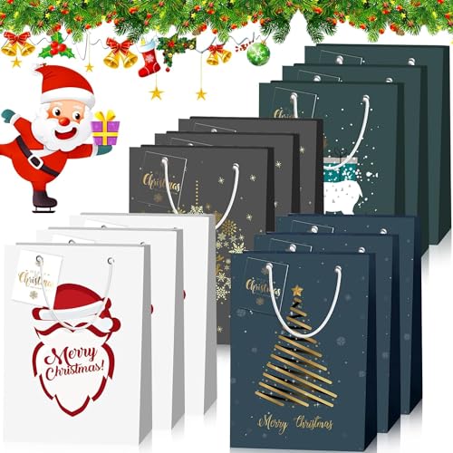 Frasheng 12 Stück Weihnachten Geschenktüten,4 Stile x 3...