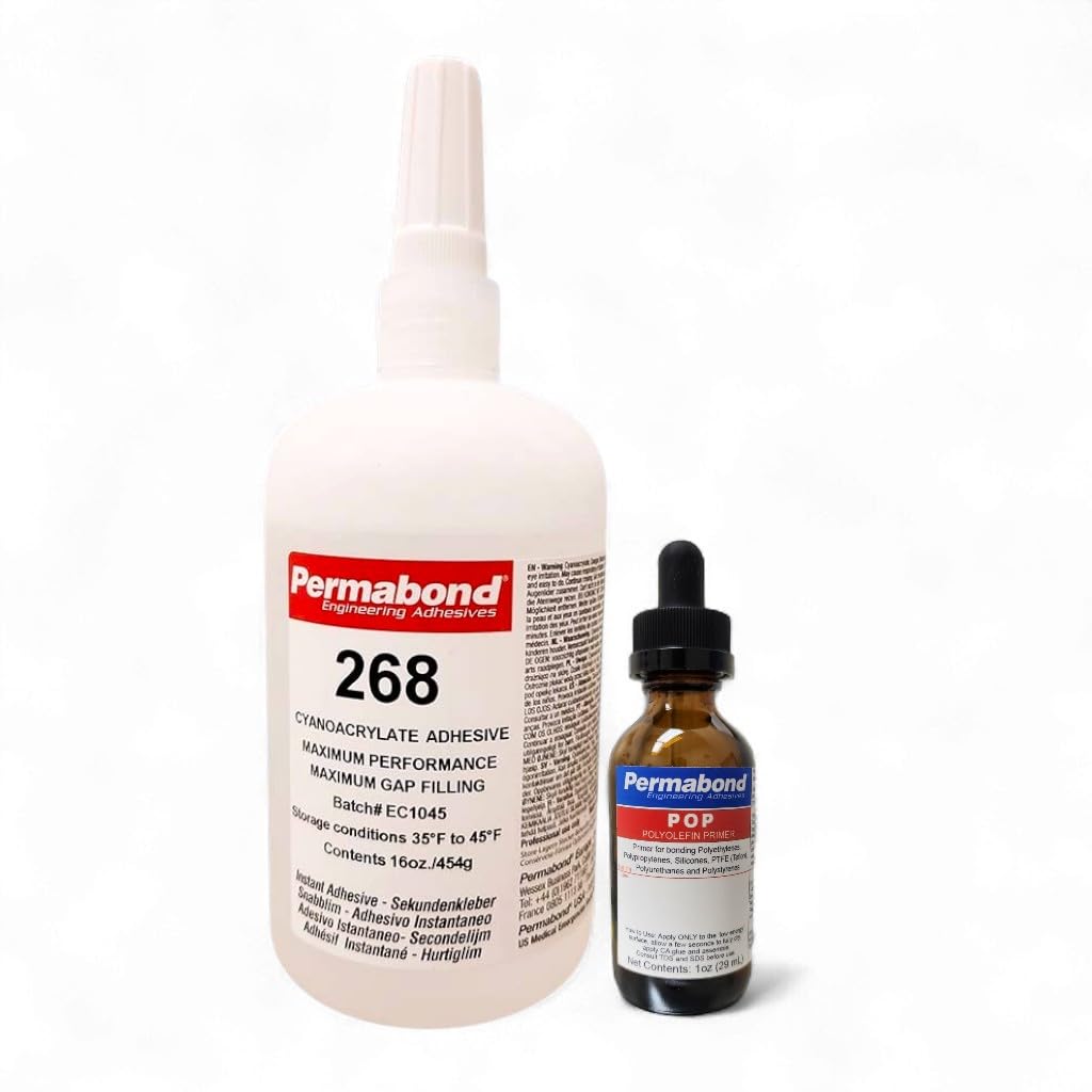 Permabond 268 Cyanoacrylate Adhesive, High Viscosity, Fast-Setting, 0.017in Gap Fill (Glue Only, 1oz)