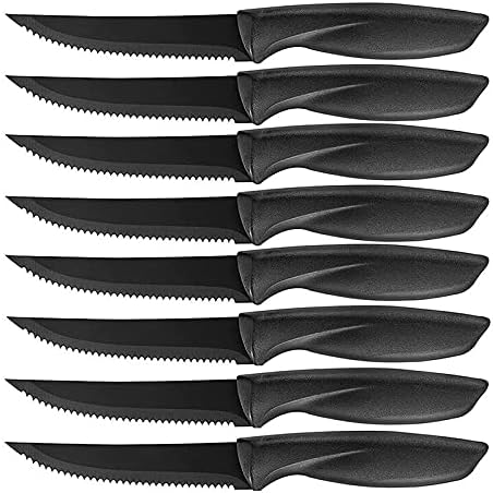 Steak Knife Set, 6pcs Western Food Knife Steak Knife Set Non-stick Knife Household Kitchen Plastic Handle Serrated Steak Knife Pizza Cutter BY KKZY (Color : 6pcs)