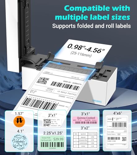 Image of ORGBRO Bluetooth Thermal Shipping Label Printer, Z1-Plus Wireless 4X6 Shipping Label Printer for Small Business Office or Home Support iPhone Android Windows macOS Chrome Amazon Shopify USPS
