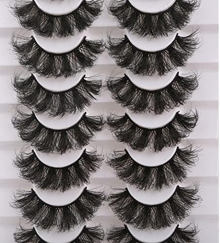 Gmagictobo False Eyelashes Fluffy Dramatic 3D Faux Mink Lashes 22MM False Lashes Pack Long Luxurious Volume Soft Strip Fake Eye Lashes 8 Pairs Multipack