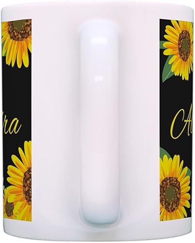 Miniatura 3 de Personalized Gifts Taza floral amarilla su texto personalizado taza de café taza de café de cerámica taza de té de cerámica 11oz Girasol de 11 oz