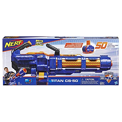 Image of Nerf Elite Titan CS-50 Toy Blaster, Fully Motorized, 50-Dart Drum, 50 Elite Darts, for Kids, Teens, Adults