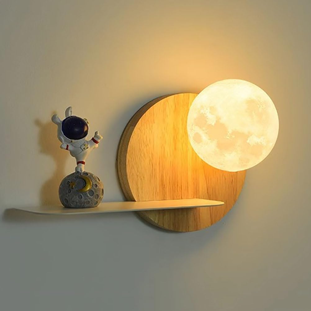 Applique en bois 3D astronaute, luminaire intérieur noble pour chambre enfant