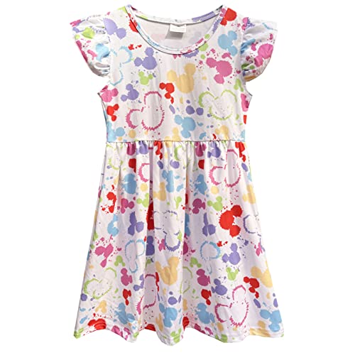 Baby Girls Spring Summer Micky Mouse Dress Toddler Girl Boutique Flutter Sleeve Dress For 2-7 Years #TOP11